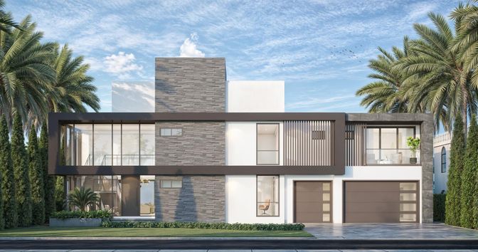 Attached, Exterior, Facade, Modern