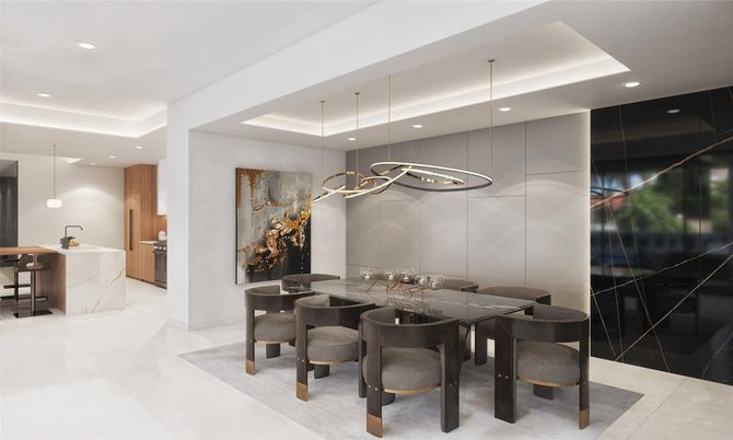 Dining room, Interior, Pendant Lights, Recessed Lighting