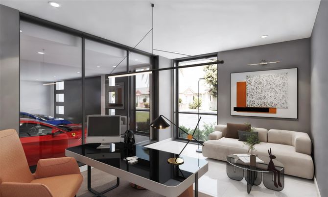 Home Office, Interior, Living room, Recessed Lighting