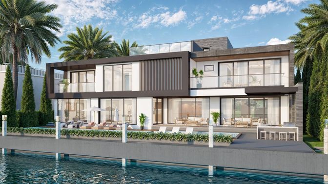 Exterior, Facade, Pool, Modern