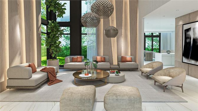 Interior, Living room, Pendant Lights, Recessed Lighting