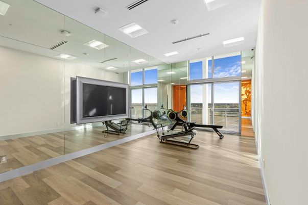 Fitness Equipment, Interior, Recessed Lighting, Wood Texture Flooring