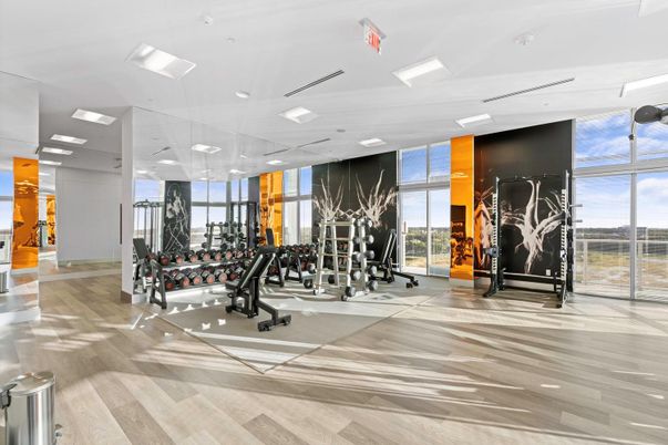 Fitness Equipment, Interior, Recessed Lighting, Wood Texture Flooring