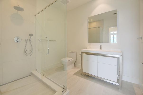 Bathroom, Glass Shower, Interior, Recessed Lighting