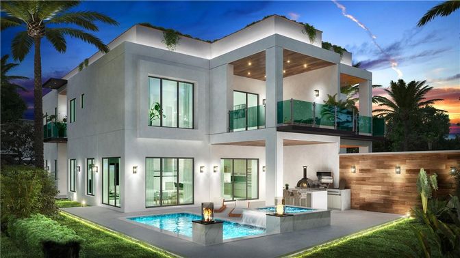 Exterior, Facade, Pool, Modern