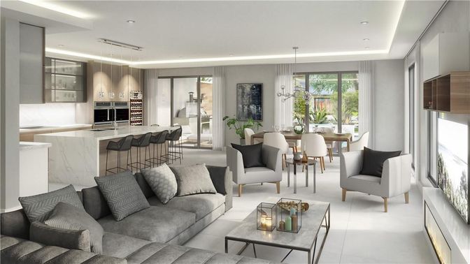 Dining room, Interior, Kitchen, Living room, Pendant Lights, Recessed Lighting, Stainless Steel Appliances