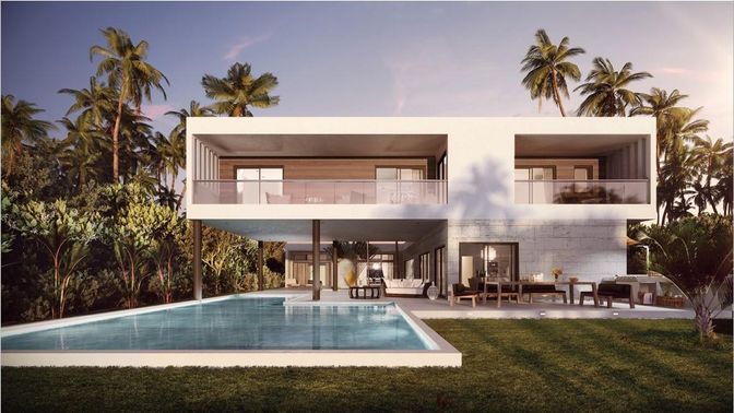 Backyard, Exterior, Facade, Pool, Modern