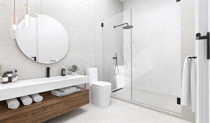 Bathroom, Glass Shower, Interior