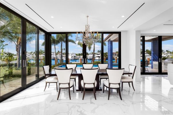 Chandelier, Dining room, Interior, Marble, Recessed Lighting, Water