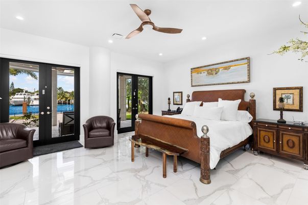 Bedroom, Interior, Marble, Recessed Lighting, Water