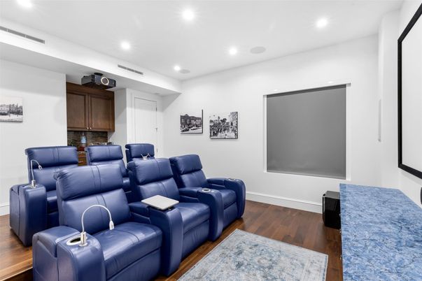 Home Theatre Room, Interior, Recessed Lighting, Theatre Room, Wood Texture Flooring