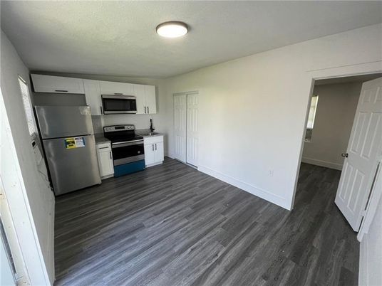 Interior, Kitchen, Stainless Steel Appliances, Wood Texture Flooring