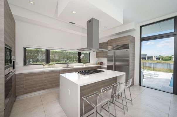 Interior, Kitchen, Recessed Lighting, Stainless Steel Appliances, Water