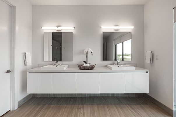 Bathroom, Dual Sink Vanities, Interior, Wood Texture Flooring