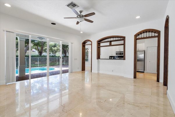 Empty room, Interior, Kitchen, Recessed Lighting