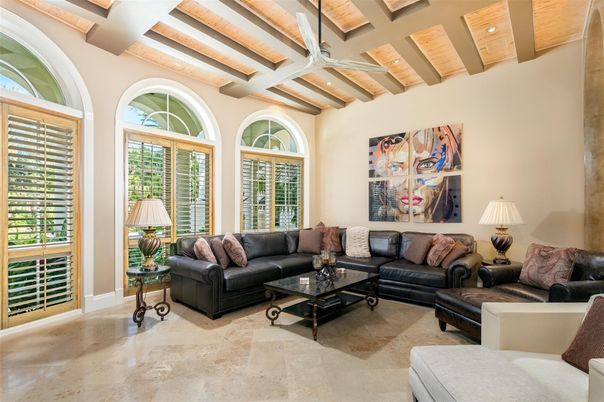 Interior, Living room, Recessed Lighting, Wooden Beams