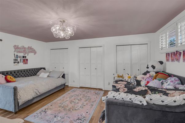 Bedroom, Chandelier, Interior, Wood Texture Flooring