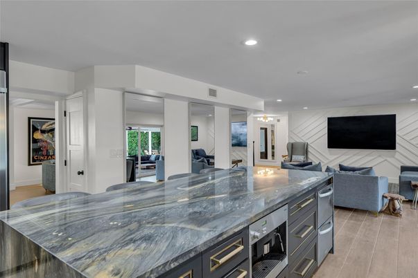 Interior, Kitchen, Living room, Recessed Lighting, Wood Texture Flooring