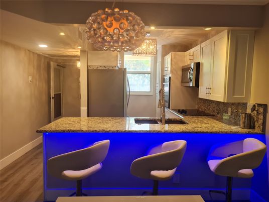 Interior, Kitchen, Pendant Lights, Recessed Lighting, Wood Texture Flooring