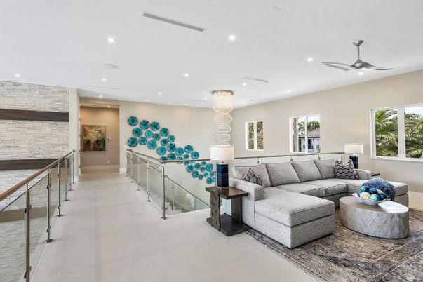 Chandelier, Interior, Living room, Recessed Lighting, Stone Walls