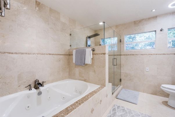 Bathroom, Glass Shower, Interior, Recessed Lighting