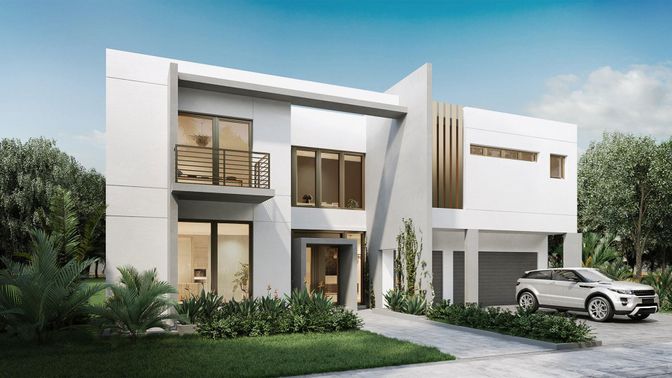 Attached, Exterior, Facade, Modern