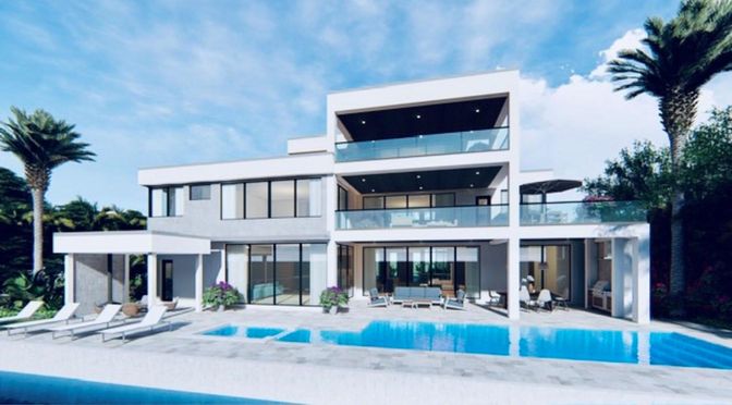 Exterior, Facade, Pool, Modern
