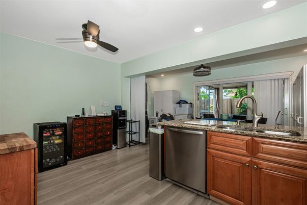 Interior, Kitchen, Recessed Lighting, Wood Texture Flooring