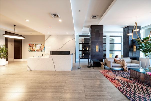 Interior, Living room, Marble Walls, Pendant Lights, Recessed Lighting