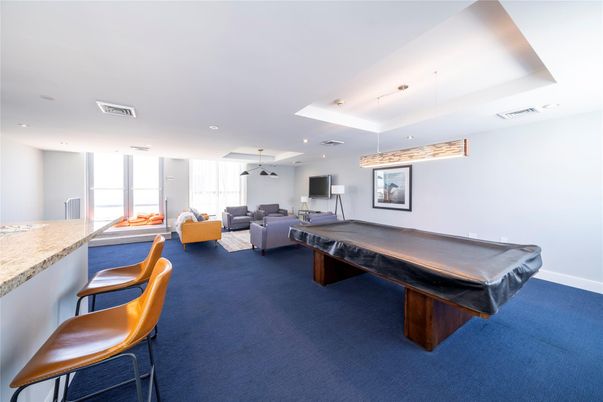 Billiard Table, Game Room, Interior, Living room, Pendant Lights, Recessed Lighting