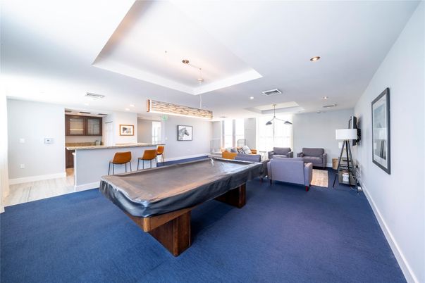 Billiard Table, Game Room, Interior, Living room, Pendant Lights, Recessed Lighting