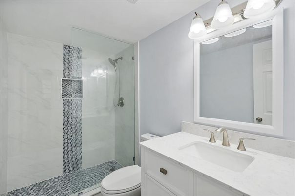 Bathroom, Glass Shower, Interior, Marble Walls
