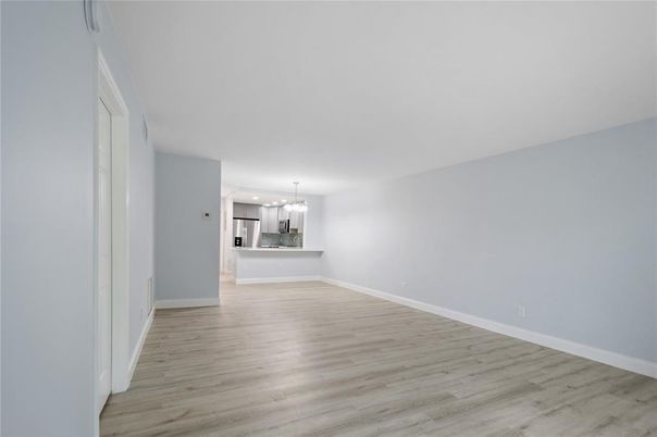 Empty room, Interior, Kitchen, Pendant Lights, Wood Texture Flooring
