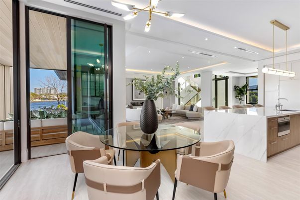 Dining room, Interior, Kitchen, Living room, Pendant Lights, Recessed Lighting, Wood Texture Flooring