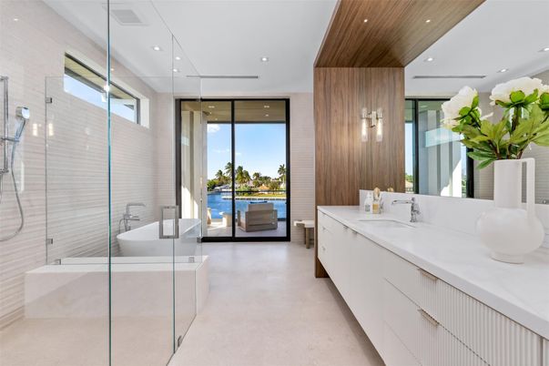 Bathroom, Dual Sink Vanities, Glass Shower, Interior, Recessed Lighting