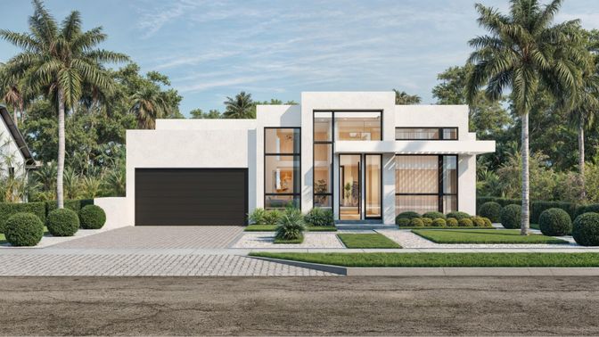 Attached, Exterior, Facade, Modern