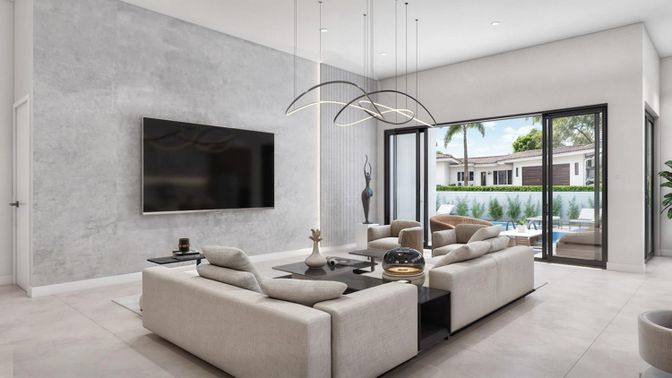 Interior, Living room, Pendant Lights, Recessed Lighting