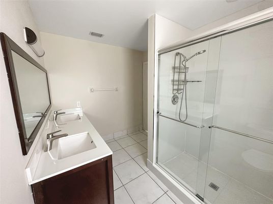 Bathroom, Dual Sink Vanities, Glass Shower, Interior