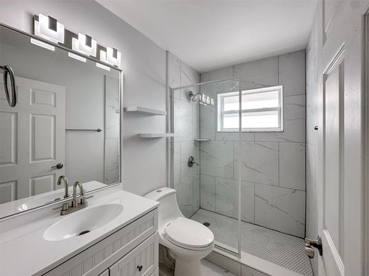 Bathroom, Glass Shower, Interior, Marble Walls
