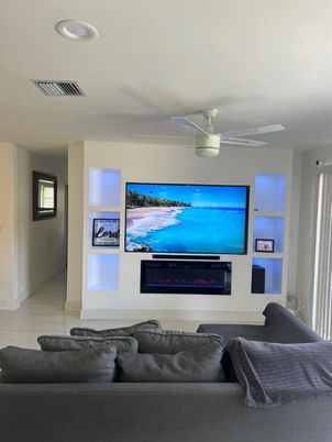 Fireplace, Interior, Living room, Recessed Lighting