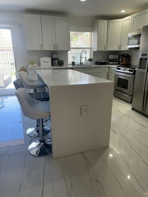Interior, Kitchen, Marble, Recessed Lighting, Stainless Steel Appliances