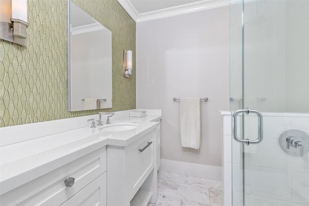 Bathroom, Dual Sink Vanities, Glass Shower, Interior, Marble