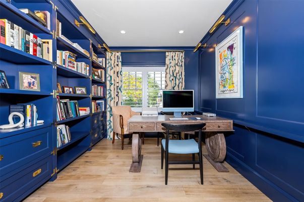 Home Office, Interior, Recessed Lighting, Wood Texture Flooring