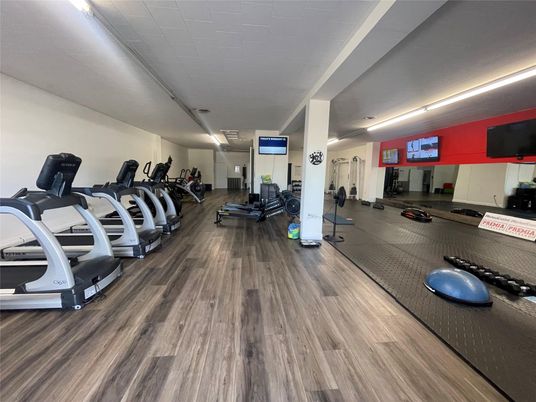 Fitness Equipment, Gym, Interior, Wood Texture Flooring