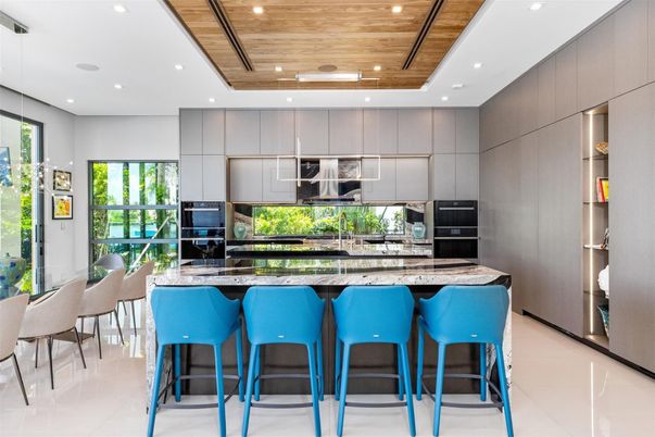 Interior, Kitchen, Recessed Lighting, Stainless Steel Appliances, Wooden Ceilings