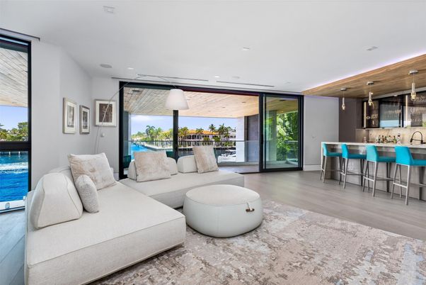Interior, Kitchen, Living room, Pendant Lights, Recessed Lighting, Wood Texture Flooring