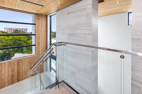 Bathroom, Interior, Marble Walls, Recessed Lighting, Wooden Ceilings