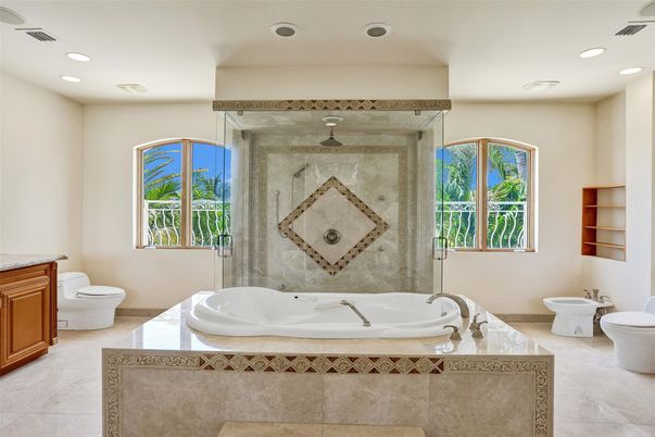 Bathroom, Glass Shower, Interior, Recessed Lighting