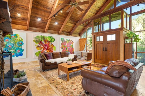Interior, Living room, Recessed Lighting, Wooden Beams, Wooden Ceilings