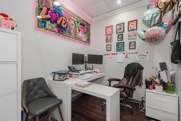 Home Office, Interior, Recessed Lighting, Wood Texture Flooring